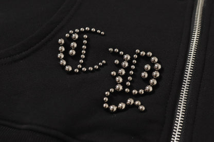 Chrome Hearts Rhinestone Cross Hoodie - Black Gothic Streetwear Sweatshirt 2633