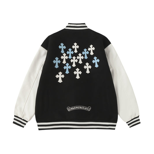 Chrome Hearts Black White Street Style Baseball Coat 0002