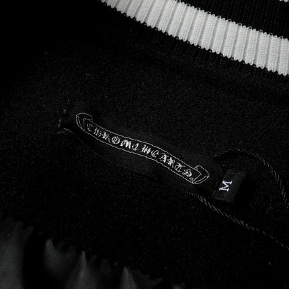 Chrome Hearts レイヤードクロス バーシティジャケット - ブラック ホワイト ストリートスタイル アウターウェア 2208 